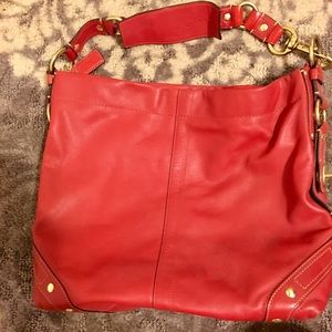 Cherry red leather authentic coach purse